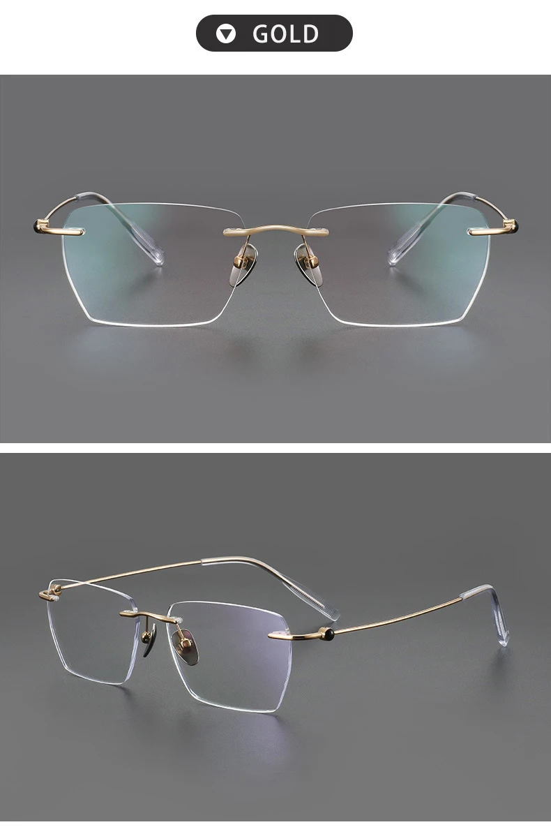 Mode randlose Business-Brillen ultraleichte Brillen aus reinem Titan große Luxus brillen Männer optische verschreibung pflicht ige Brillen – Detail 8