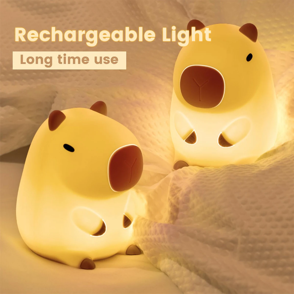 Capybara Luce Notturna Carino Silicone Ricaricabile Animale USB Ricaricabile Animale Touch Ricaricabile Sleeping Light Bambini LED