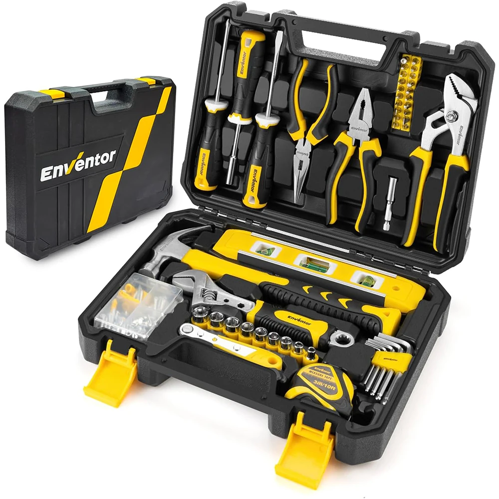 Enventor Tool Kit Set, 108PCS General Household Hand Tool Kit with Storage Toolbox, Small Tool Kits for Home