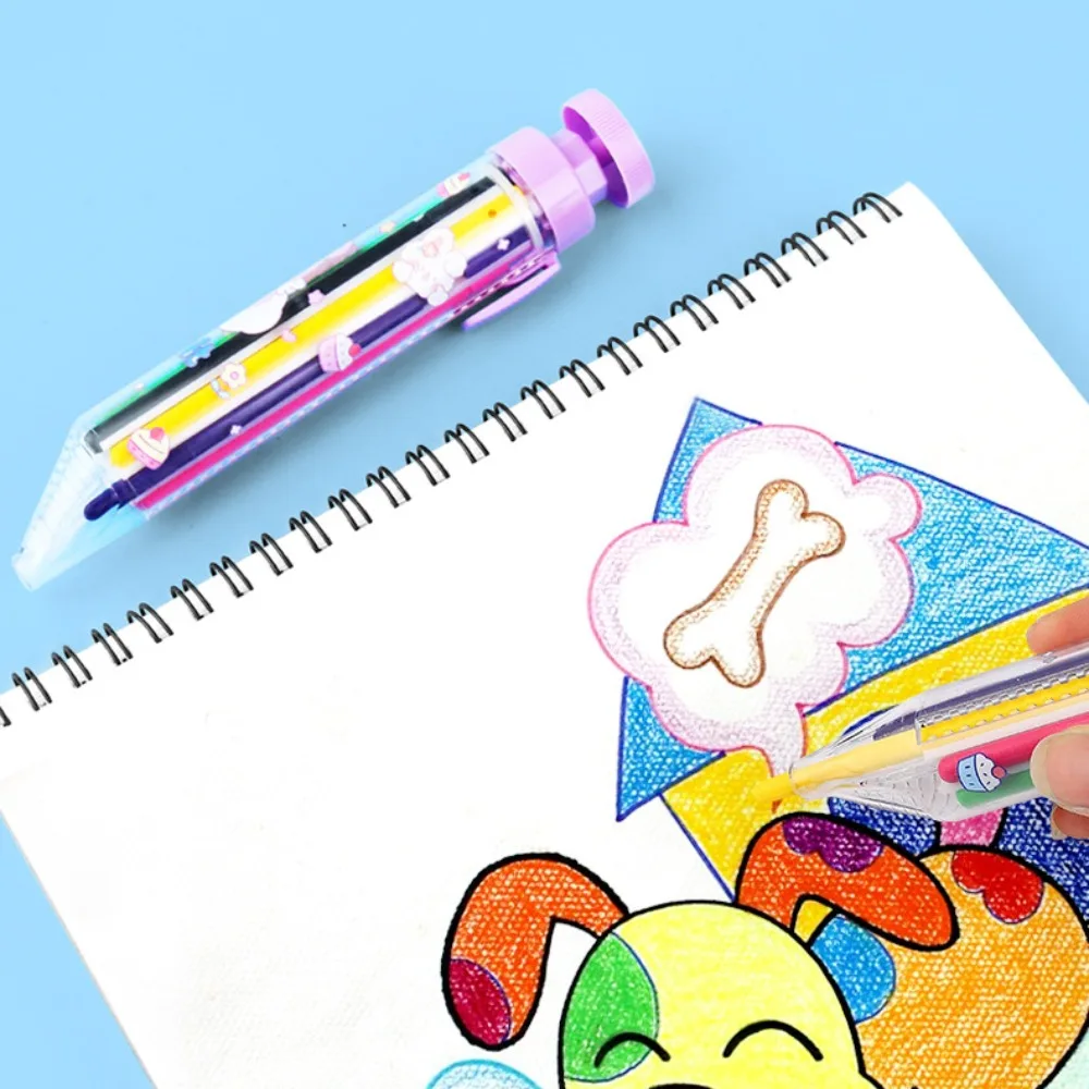 

New ABS Multicolor Crayons 8 In 1 DIY Colored Pencil Portable Push Style Painting Tools Kids