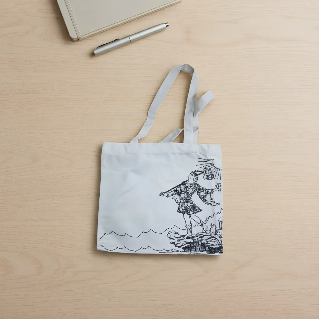 

33*30cm Spiritual Tarot Themed Cotton Bag - Fool & Strength Dual Prints, Large Capacity Sturdy Tote