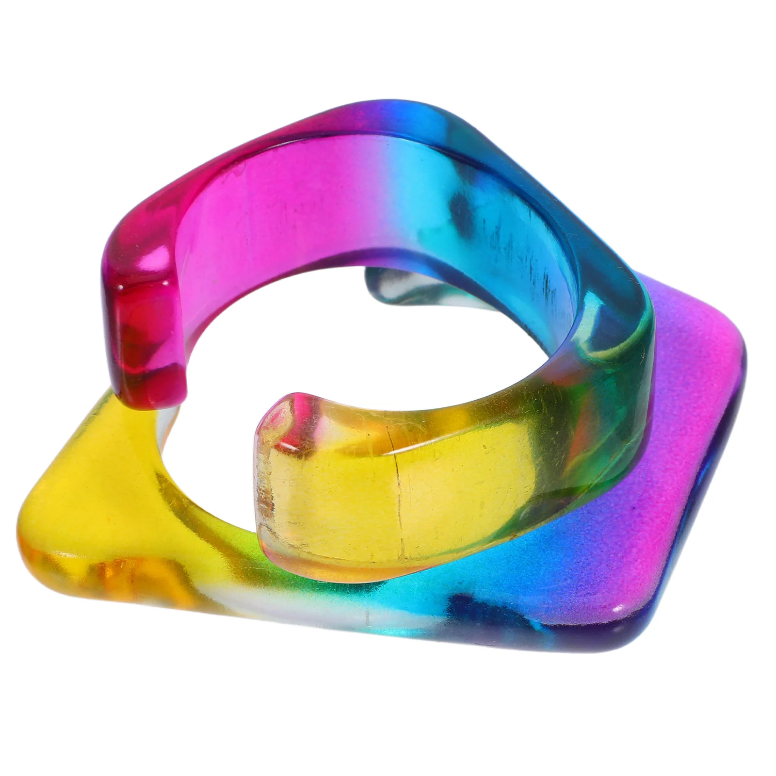 

2 Pcs Irregular Gradient Bracelet Acrylic Wrist Bands Colored Bangle Retro Bracelets