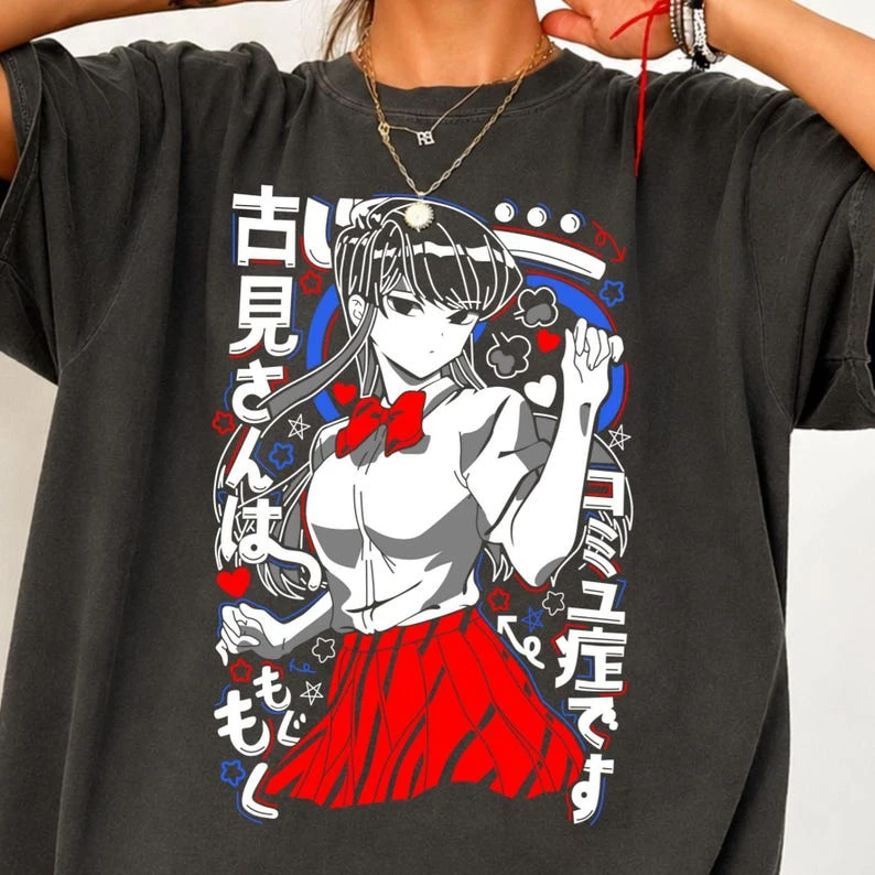 Komi Can't Communicate T-shirt Vintage Loose Oversized Unisex Print T-shirts Men Women Clothing Summer Trendy Cotton Breathable