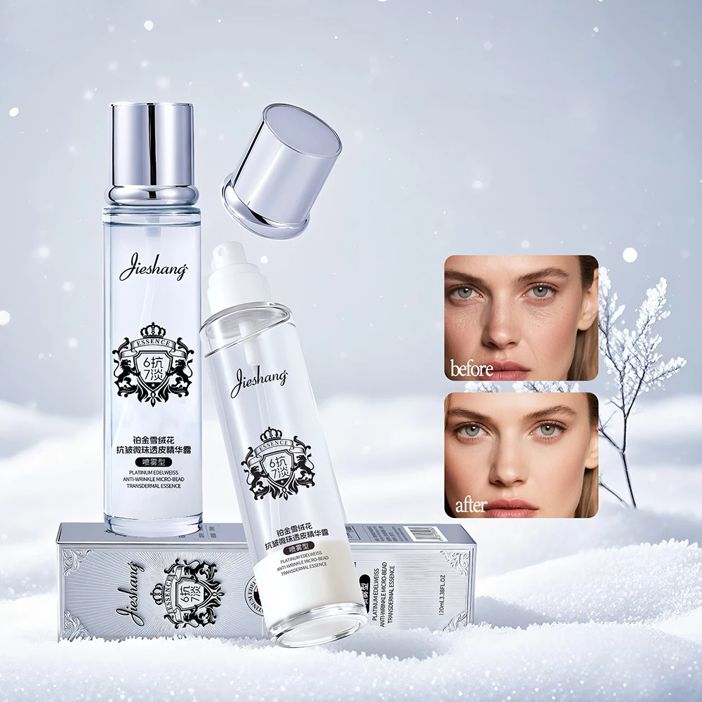 

Platinum Edelweiss Anti Wrinkle Bead Transdermal Essence Spray Refreshing Moisturizing Face Serum Delicate Skincare Rejuvenation