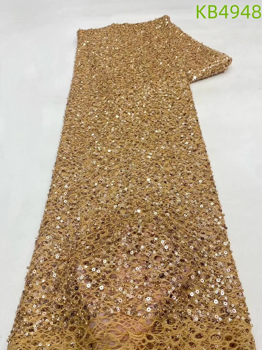 African Lace Fabric 5 Yards High Quality 2024 Black Beaded Lace Fabrics White French Mesh With Sequence For Sewing KB4948