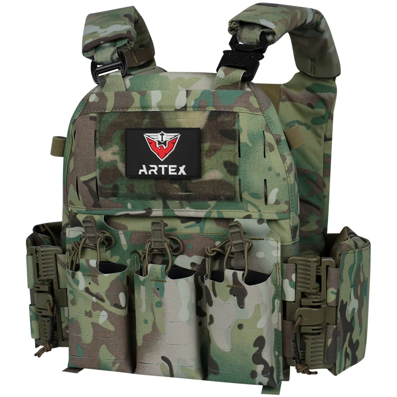 ARTEX Tactical Vest Plate Carrier Outdoor Multi-Functional Nylon Laser Quick-Release Molle Airsoft Vest for Men Lightweight Vest
