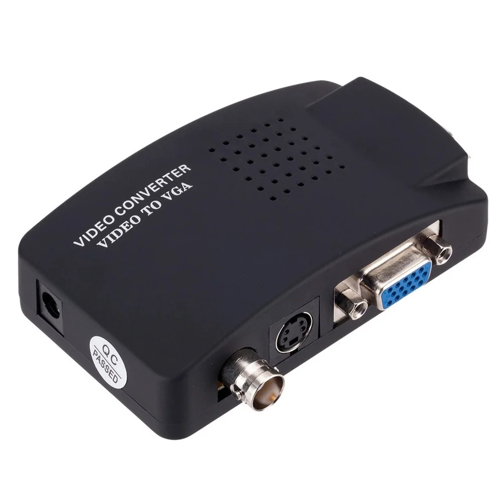 BNC to VGA Video Converter S-video VGA Input to PC VGA Out Adapter Digital Switch Box For PC MACTV Camera DVD DVR