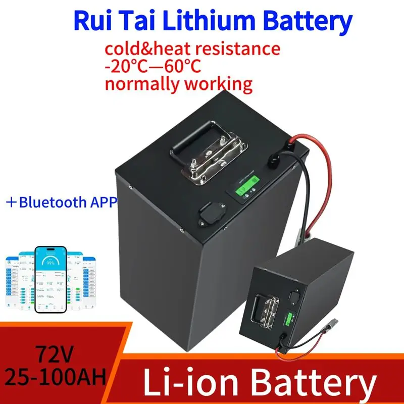 72V 25Ah 35Ah 45Ah 65Ah 80Ah 100Ah Lithium Ion Deep Cycles Battery for 1000W 2000W 3500W AGV Pedal Car Rickshaw Skateboard