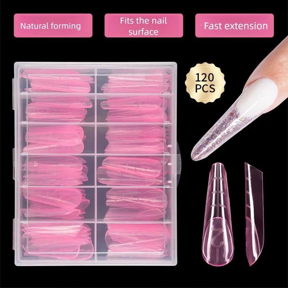 120 Pz/scatola Doppia Forme Stampo Per Unghie 12 Formati Francese Quick Building Stampo Per Gel Riutilizzabile Rosa Riutilizzabile Unghie Top Forme
