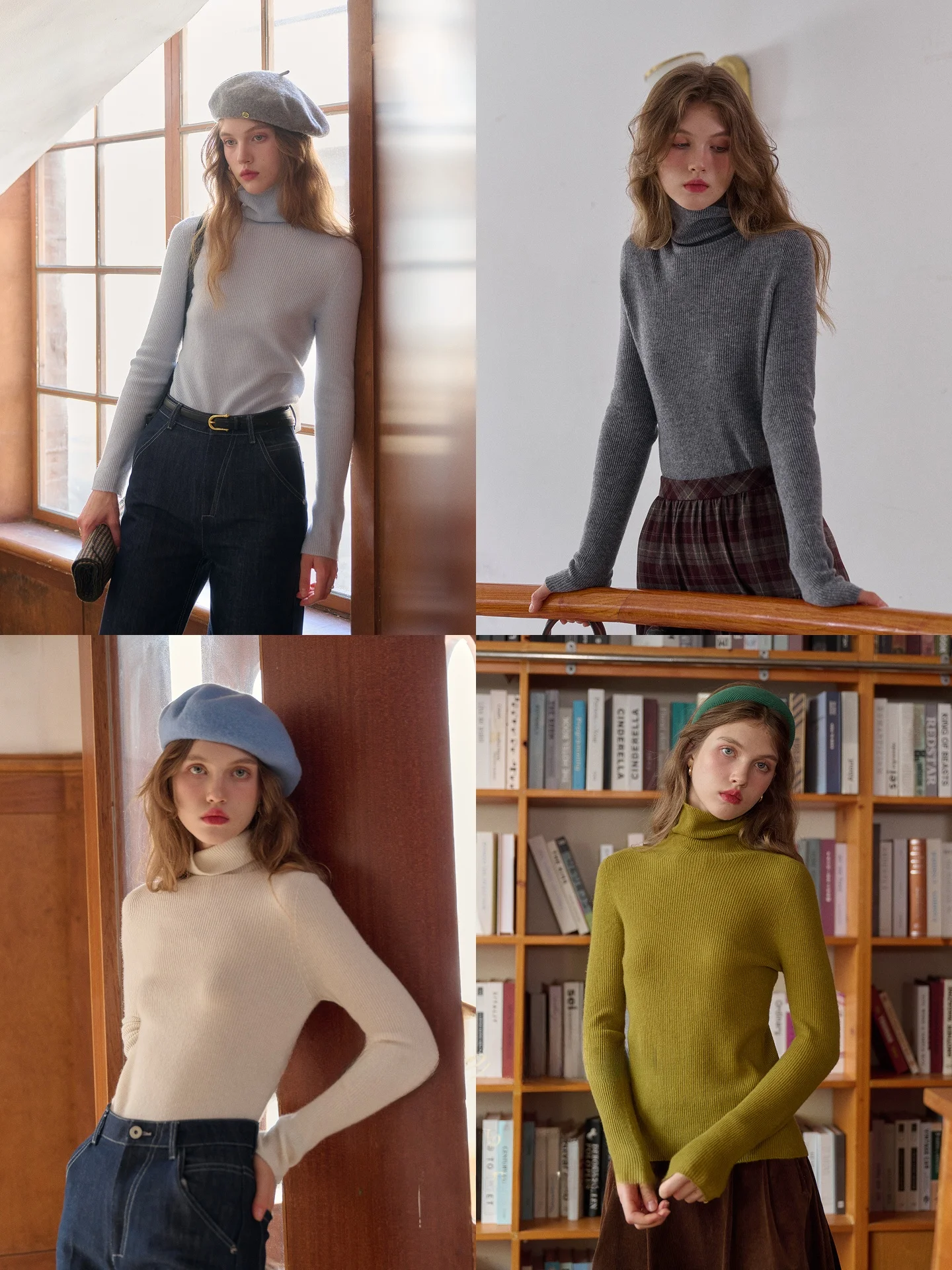 

SimpleRetro High Ne Fitted Knitwear Base irt Inner Wear Full Wool Soft Warm Long Sve Women's Faion Daily Wear