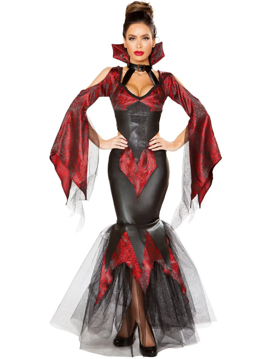 

MXL Queen Witch Demon Suit Halloween Role-playing Costume Women's Split Court Magic Costume Stage Performance Wear