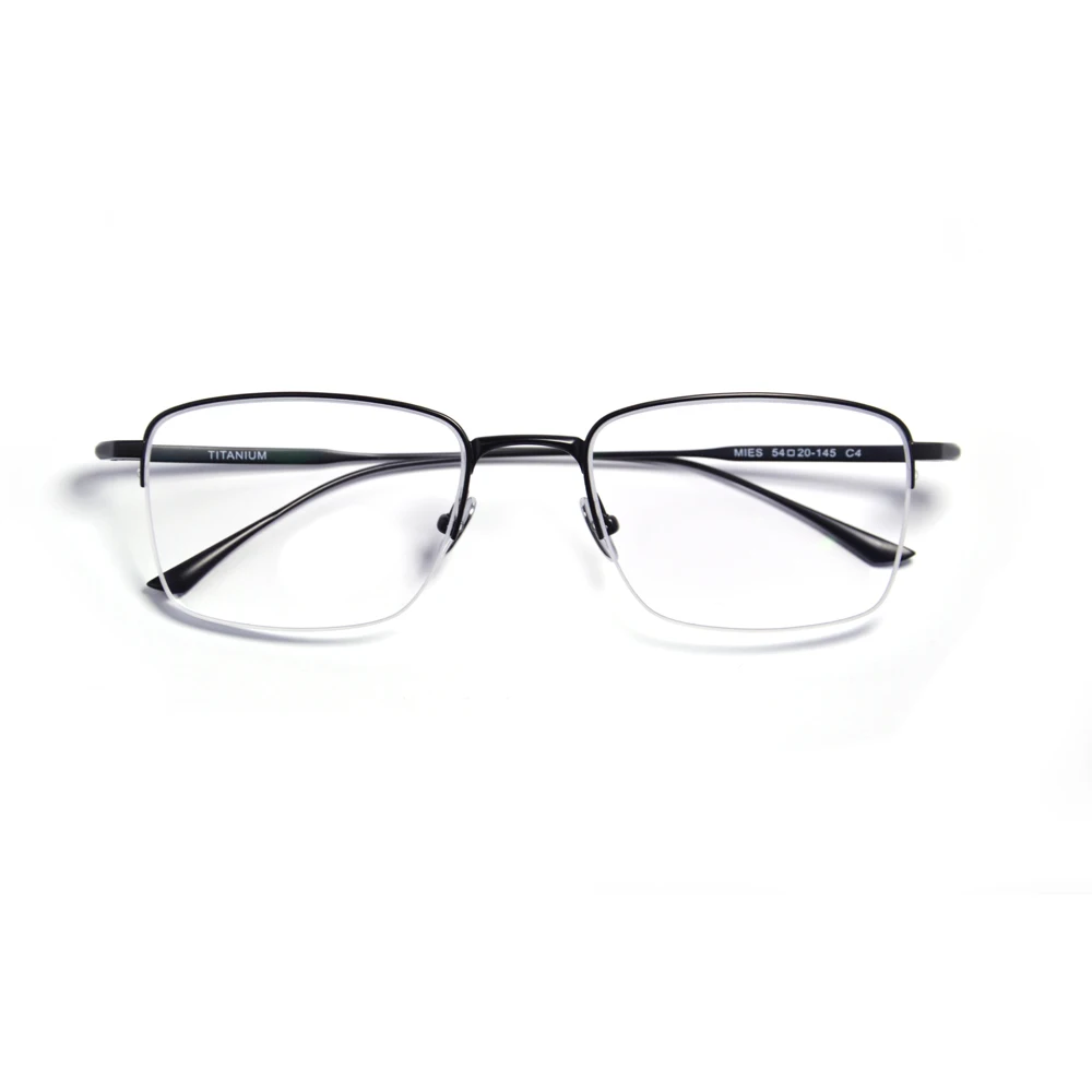 Mens Oversized Rectangle High Quality Titanium Eyeglasses Frame Classic Business Style Gold Half Rim Dipoter Spectacles