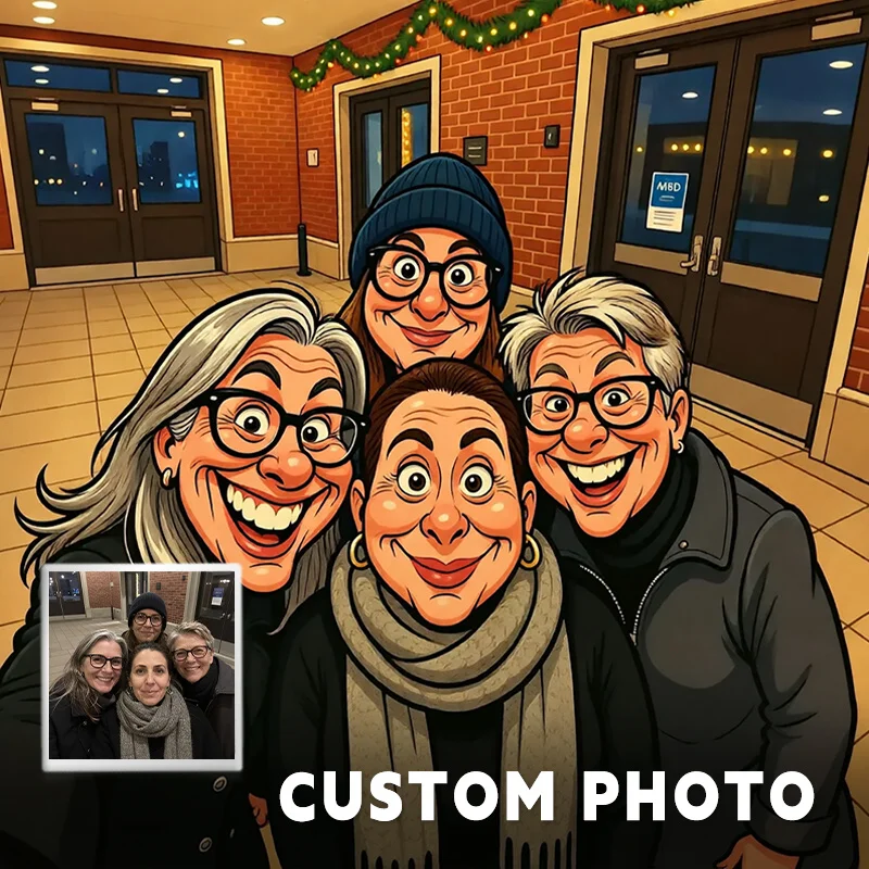Custom Group Caricature Print,Personalized Convert Your Real Photo To Cartoon Caricature Art,Custom Friends Memory Wall Poster