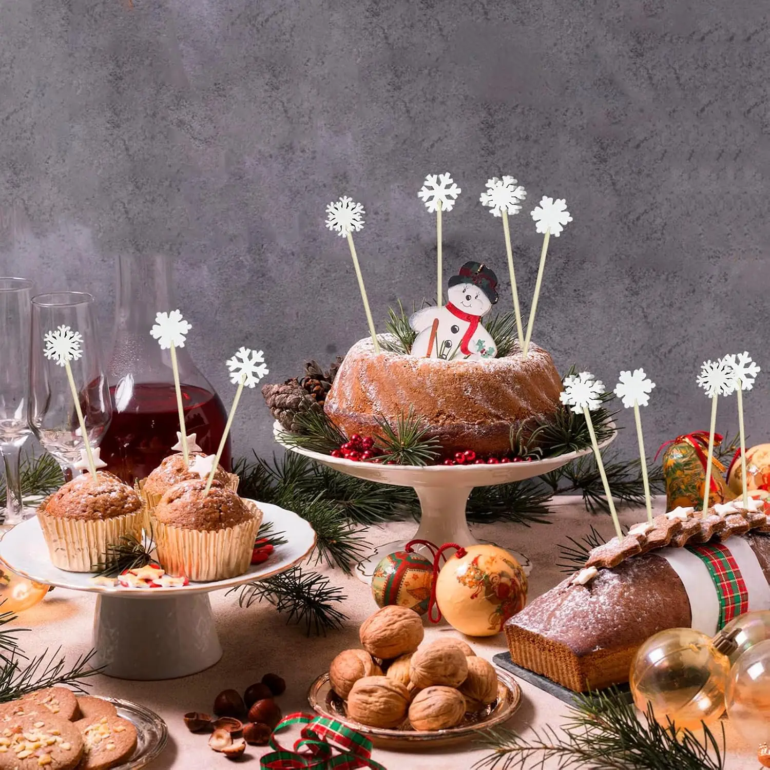 أعواد طعام فواكه ناتال، باباي نويل، فلوكو دي نف، بونيكو دي نف، مسواك كوكتيل، قطعة علوية للكب كيك، ديكورنا دو بارتي، 50