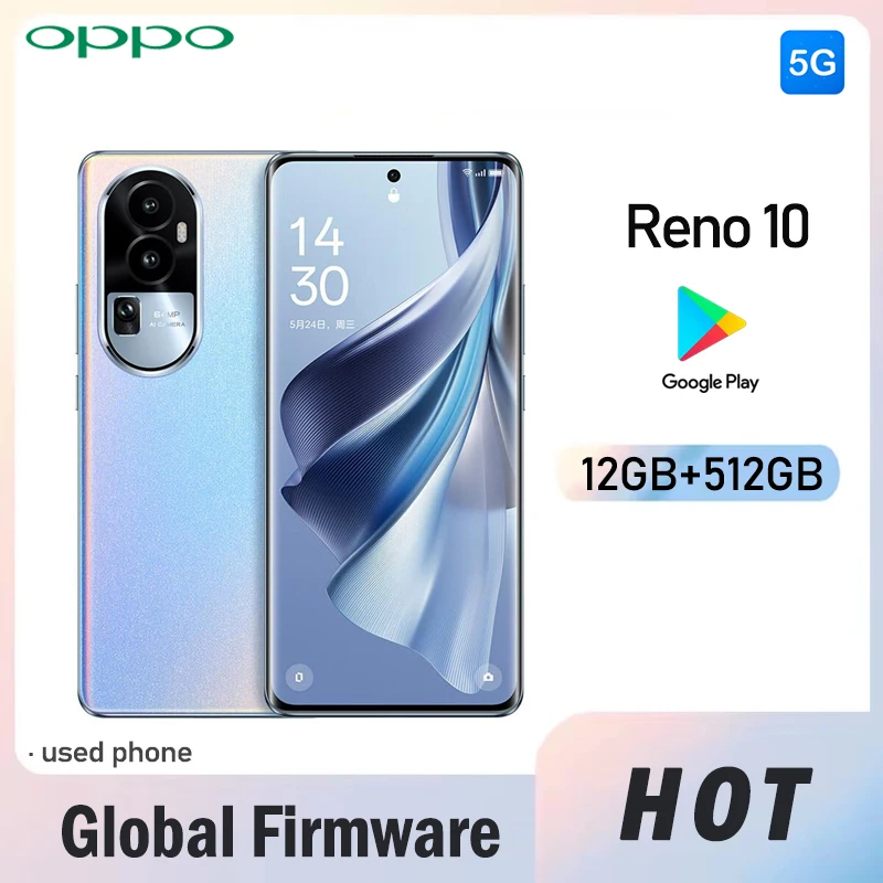 Global Firmware OPPO Reno 10 5G smartphone ColorOS 13.1 12GB 512GB 64MP+32MP Snapdragon ™778G 4600mAh Used Phone