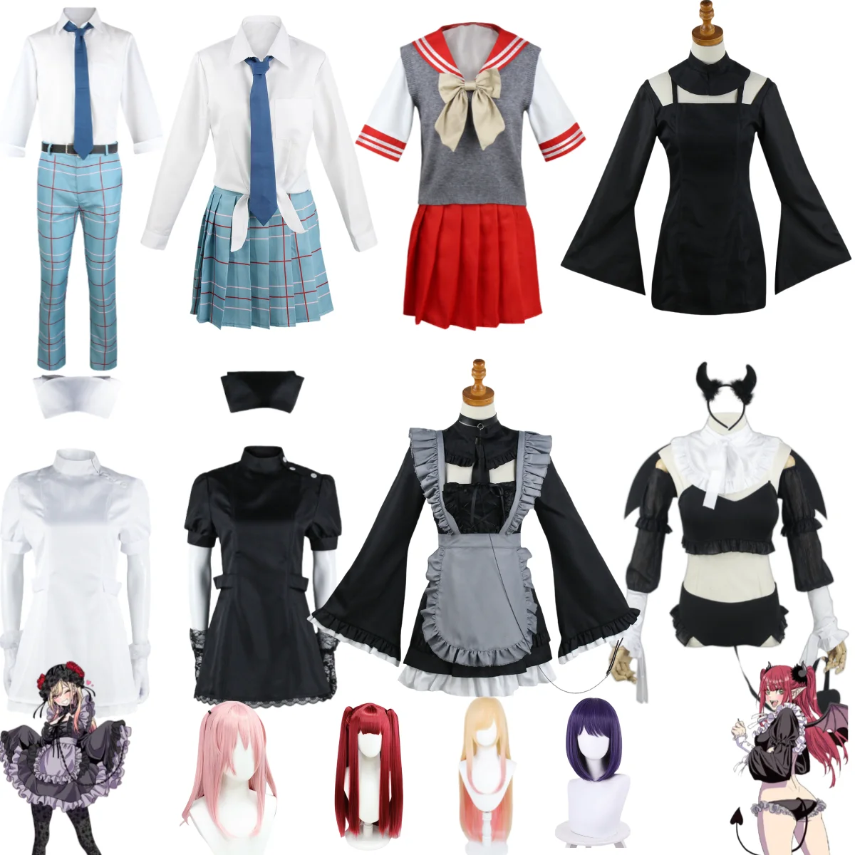 Anime My Dress-Up Darling Kitagawa Marin Inui Sajuna Gojo Wakana Cosplay Costume School Uniform Dress Wig Man Woman Sexy Suit