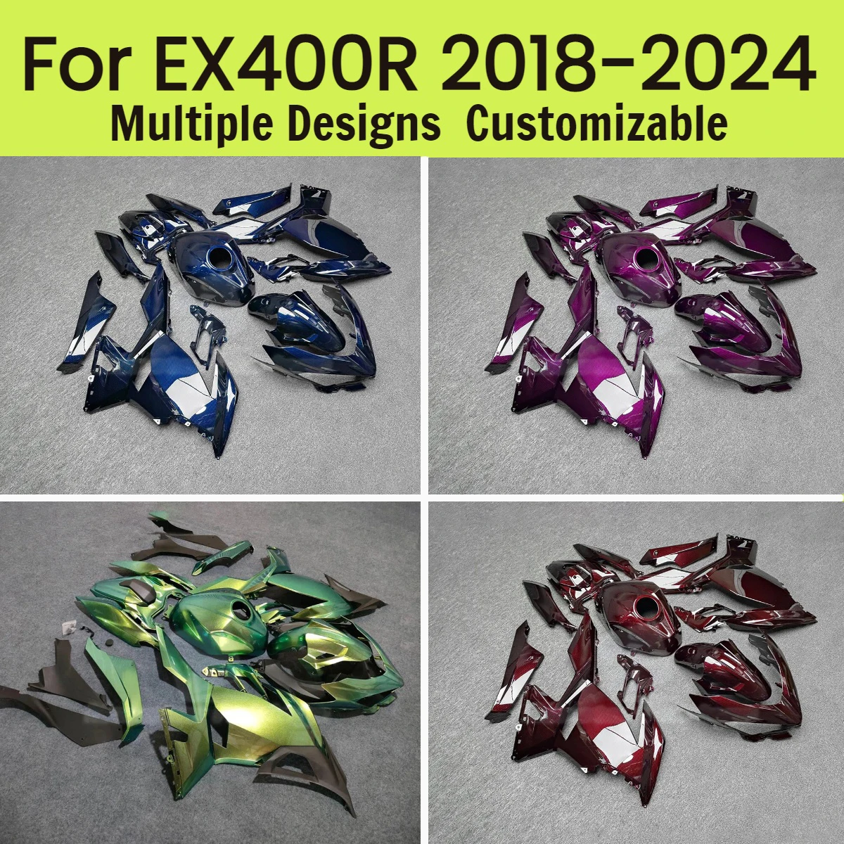 

Fairing Body Kit for Kawasaki EX400R 2018-2024 Motorcycle Custom Prime Fairings Motorcycle Ninja400 18-24