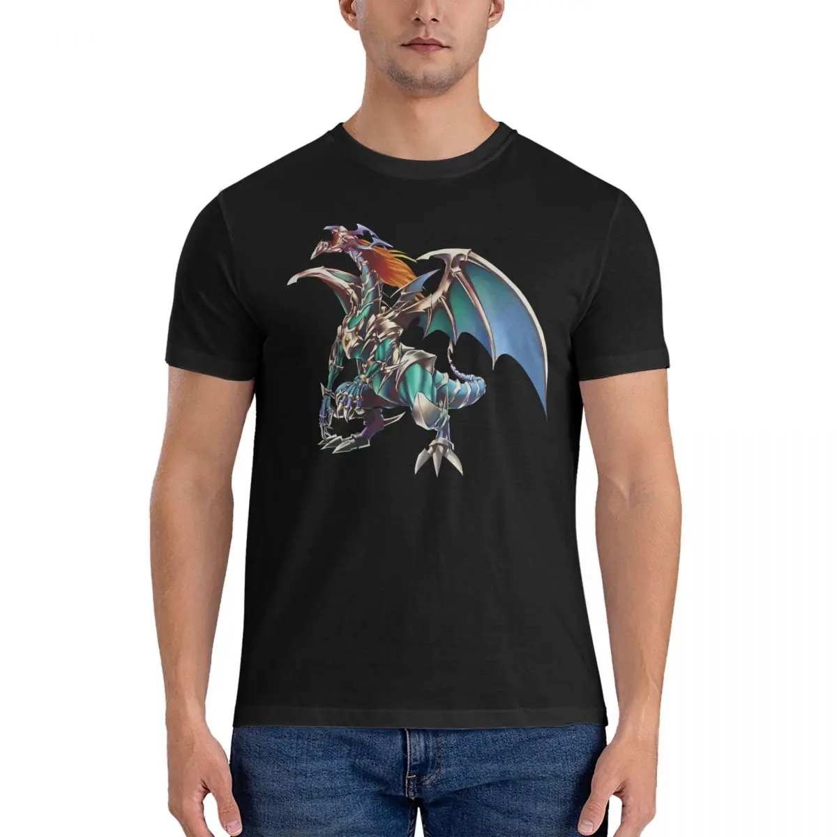 Chaos_Emperor_Dragon T-Shirts for Men Yu Gi Oh Novelty 100% Cotton Tee Shirt Crew Neck Short Sleeve T Shirt Classic Tops