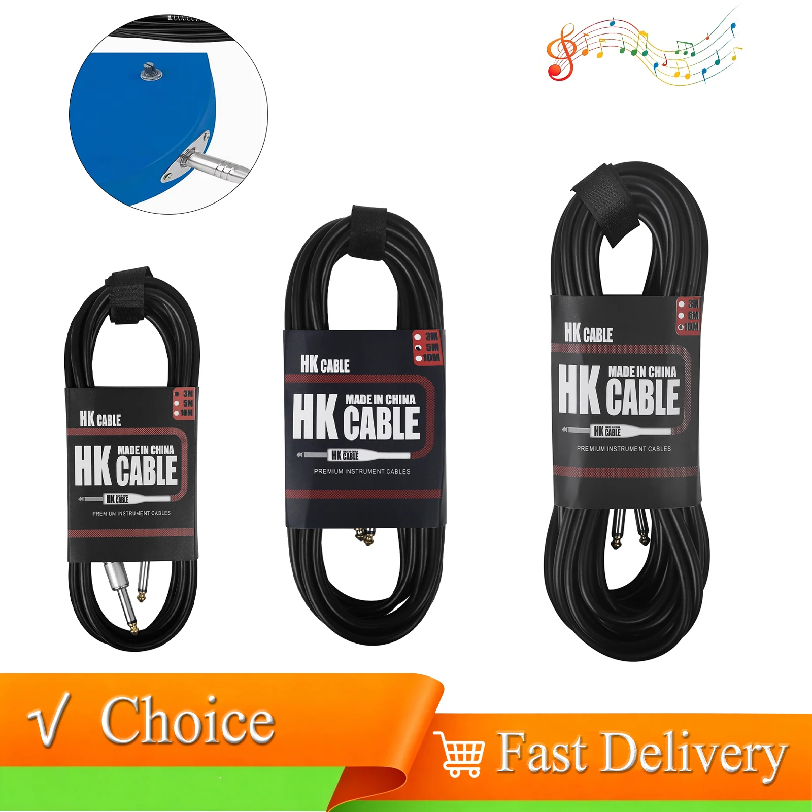 Guitar Instrument Cable Rubber Electric Guitar Effects Pedals Connection Cable for Stage Performance Daily Instrument Use