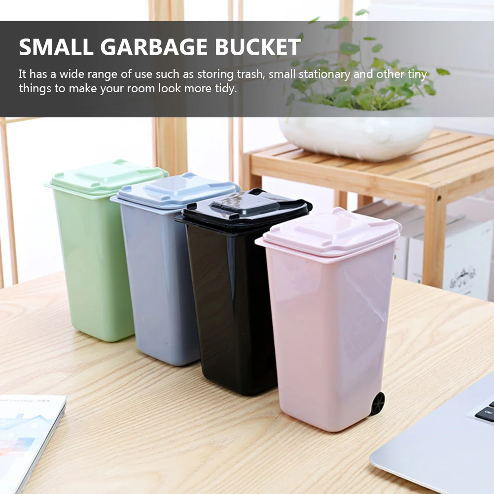 

3 Pcs Miniature Recycling Bin Desktop Trash Can Pen Holder Cans Plastic Box Slim Pp Office