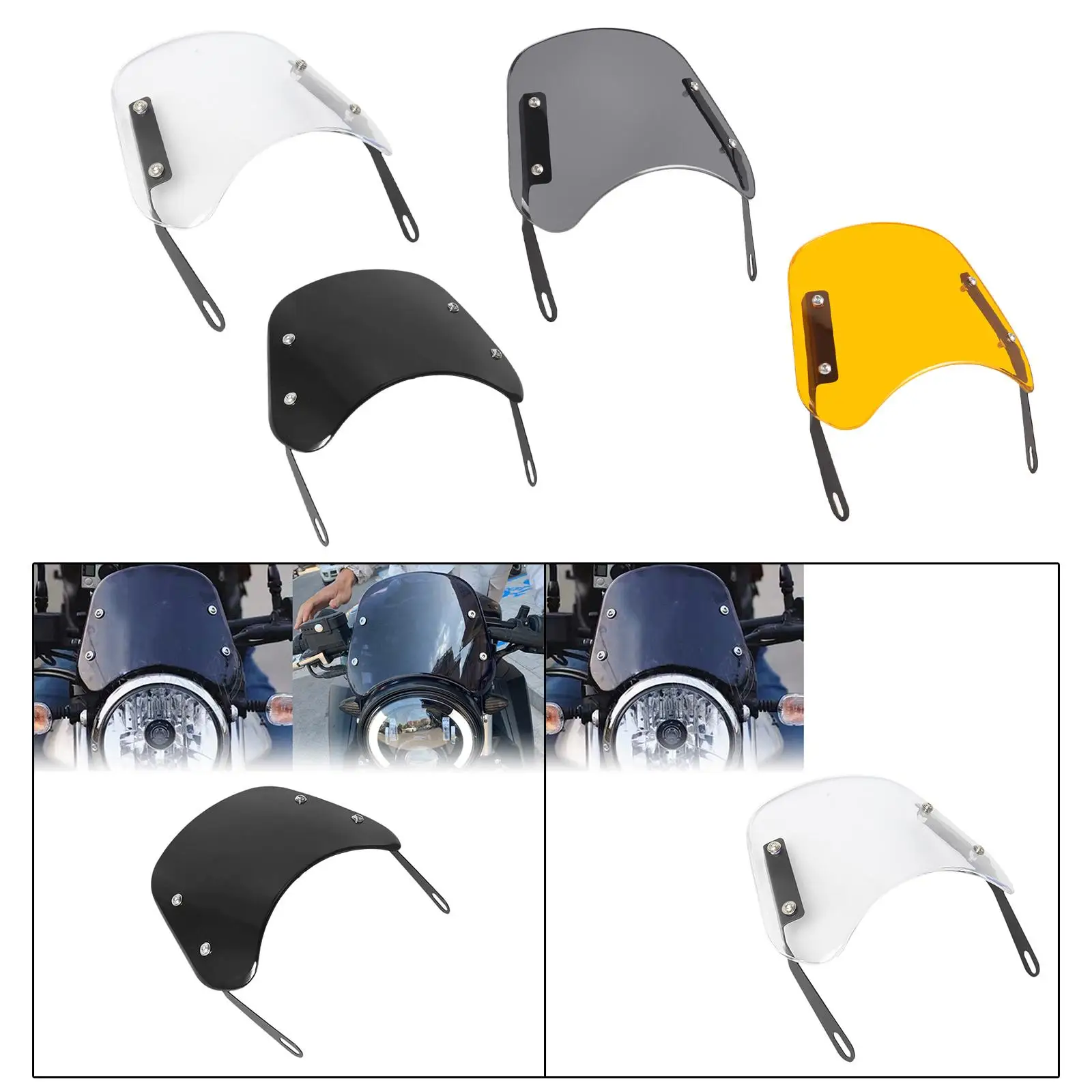 Motorcycle Wind Shield Motorbike Modification Accessories W/ Mounting Bracket Detachable Wind Deflector for Mopeds