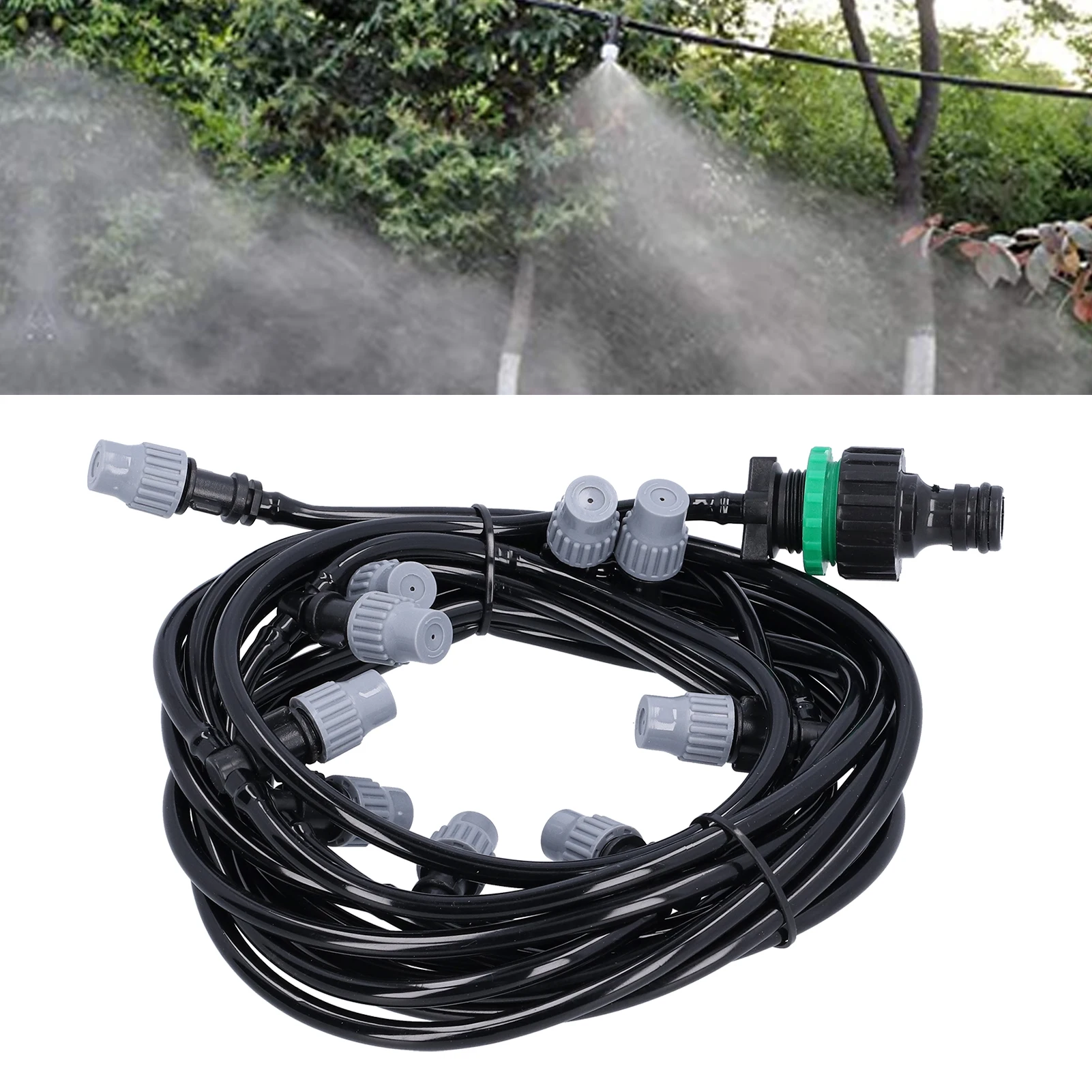 10m Irrigation Tubing 4/7 Pipe Irrigation Hose with 10 Misting Sprayer Nozzles Garden Greenhouse Terrace Watering System