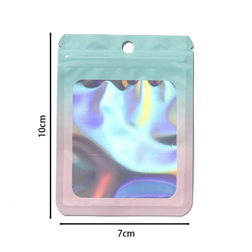 20/50pcs PP Laser Gradient Colorful Sealed Pocket Multiple Sizes Portable Gift Packaging Bag for Jewelry  Necklace Storage Bag