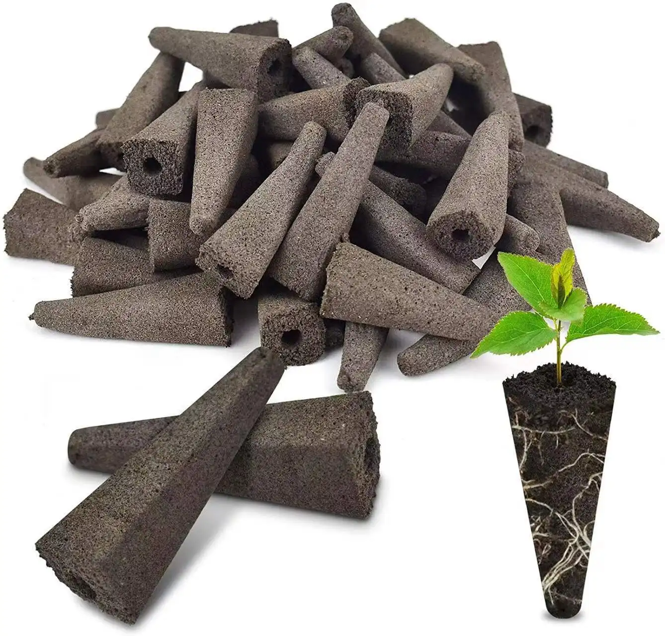 50PC Soilless Growing CharcoalBiochar SpongesFlower Growing SpongesReplacement Nutrient SoilPoly SoilSquare