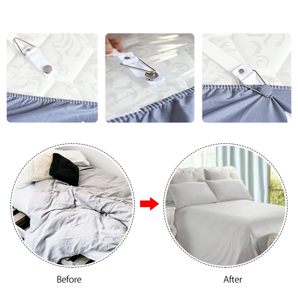 4PCS/Lot Adjustable Bed Sheet Clips Cover Grippers Holder Mattress Duvet Blanket Fastener Straps Fixing Slip-Resistant Belt