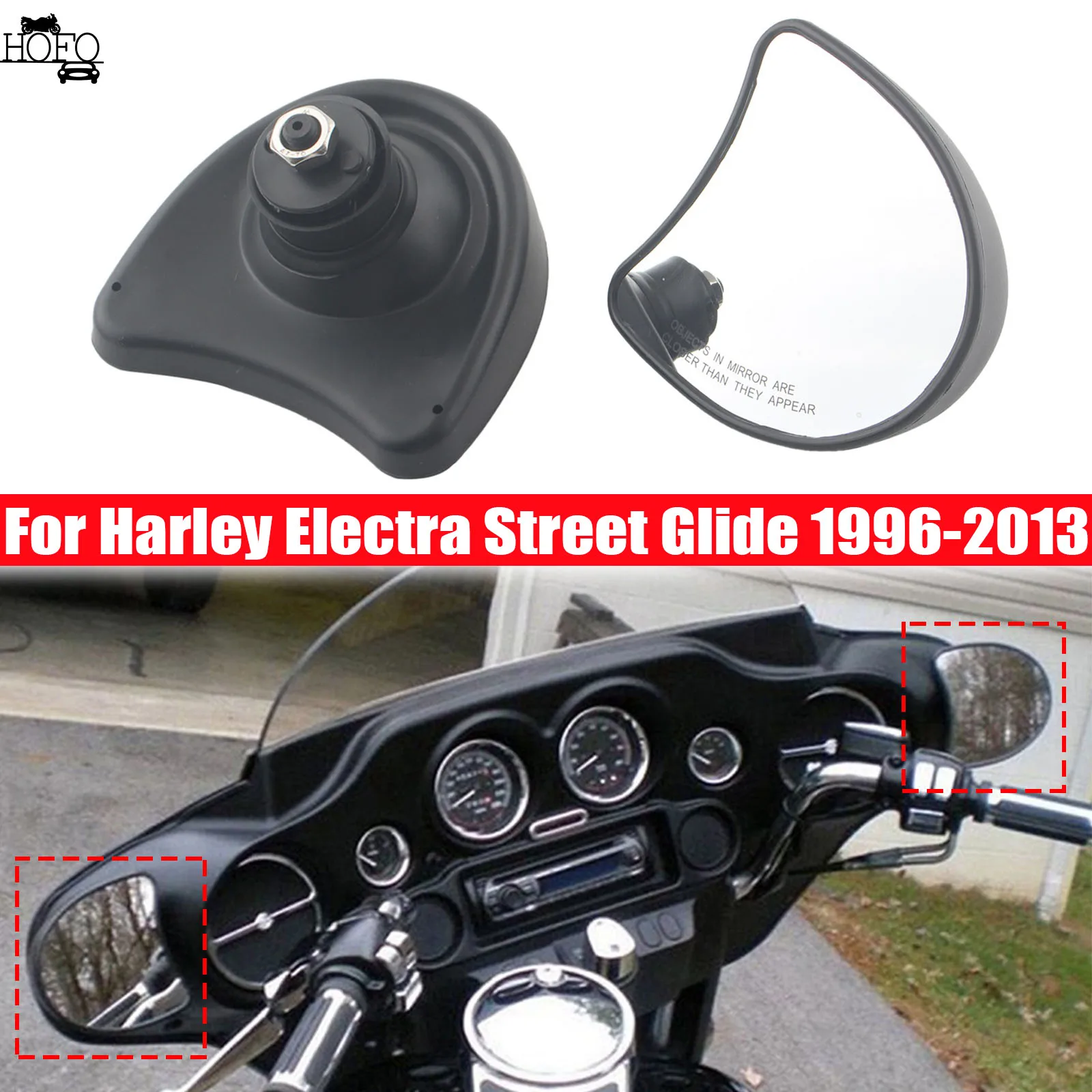 

Motorcycle Chrome Black Rearview Fairing Mount Side Mirrors For Harley Touring Street Glide Electra Glide FLHT FLHTK 1996-2013