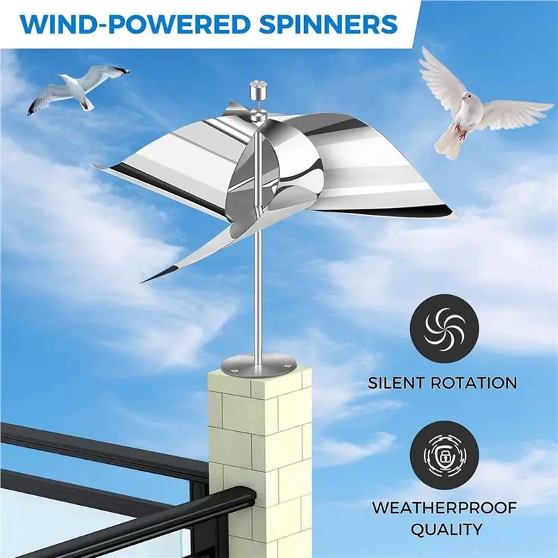 A20F-4 Pack Reflective Wind Powered Scare Devices, Weatherproof Reflective Deterrent For Outside,Protect Your Gardens,