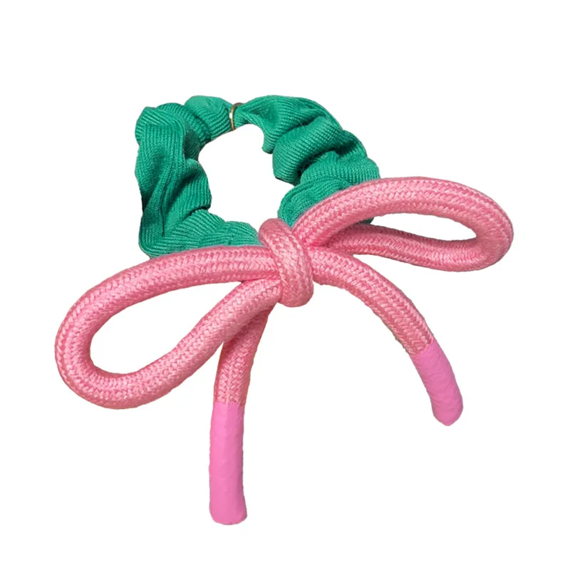 Bonito arco rosa bandana intestino grande anel de cabelo faixa de borracha feminino gravata cabeça novo rabo de cavalo corda de cabelo chapelaria