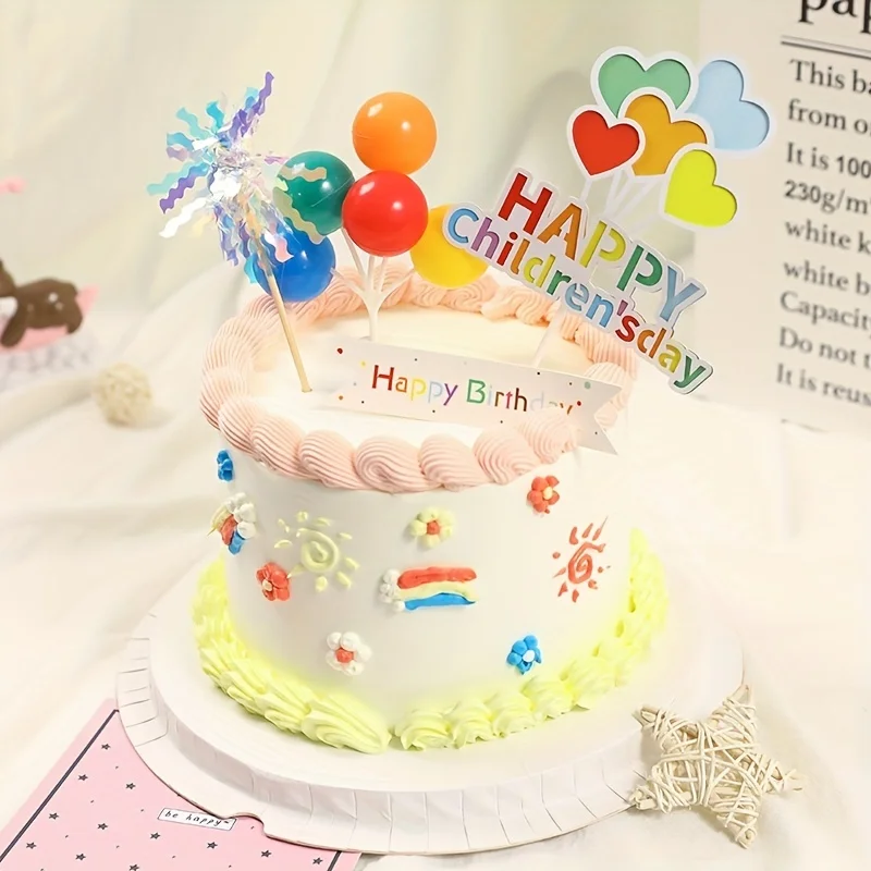 Bunte Ballon Kuchen Dekoration Dekoration kreative Geburtstag Party Süßigkeiten Farbe Cartoon Dessert Dekoration Kinder Kuchen Dekor – Detail 1