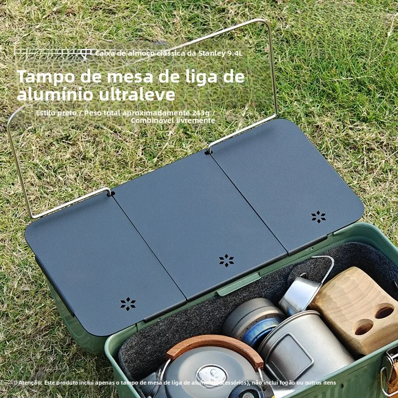 Conjunto Clássico de Lancheira 94L Estilo Envelhecido para Acampamento ao Ar Livre e Piquenique, Acessórios de Couro, Tábua d...