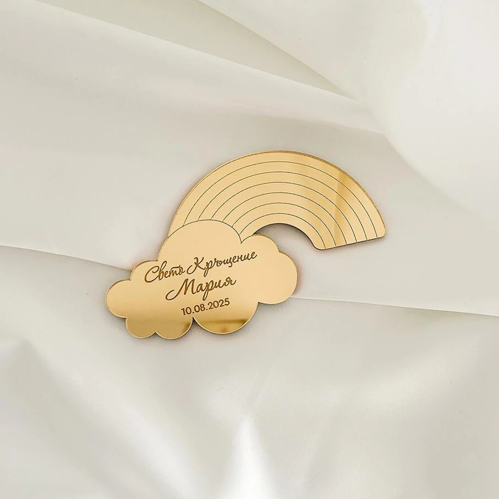 Etiquetas de nombre de bautismo de nube personalizadas, espejo personalizado acrílico, recuerdos de bautizo para Baby Shower, decoración de fiesta Mi Bautizo, 20/30/50 Uds.