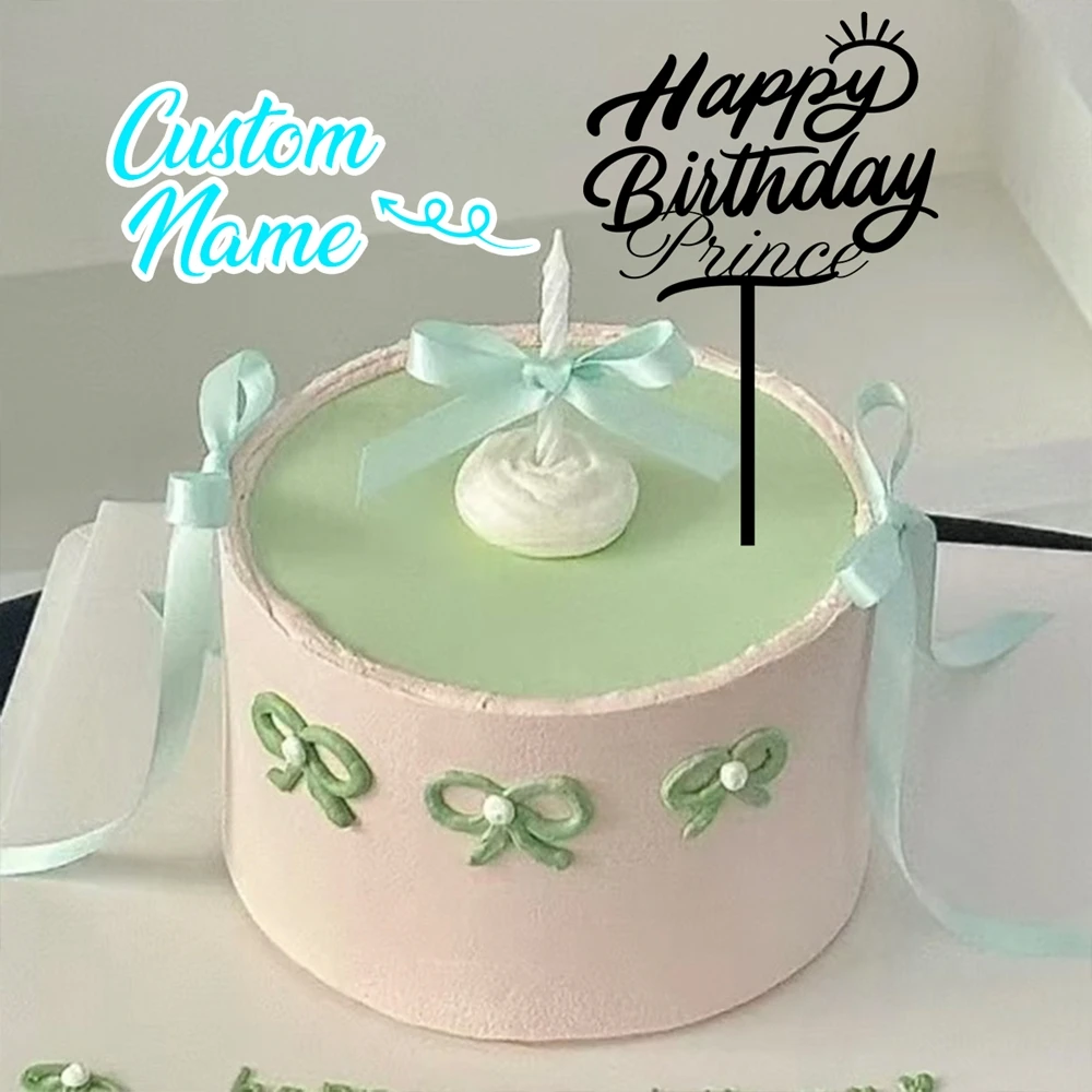1PC Affordable Happy birthday wishes with star patterns Customized Name Cake Sign Cake Ornaments Unique Birthday Party Décor