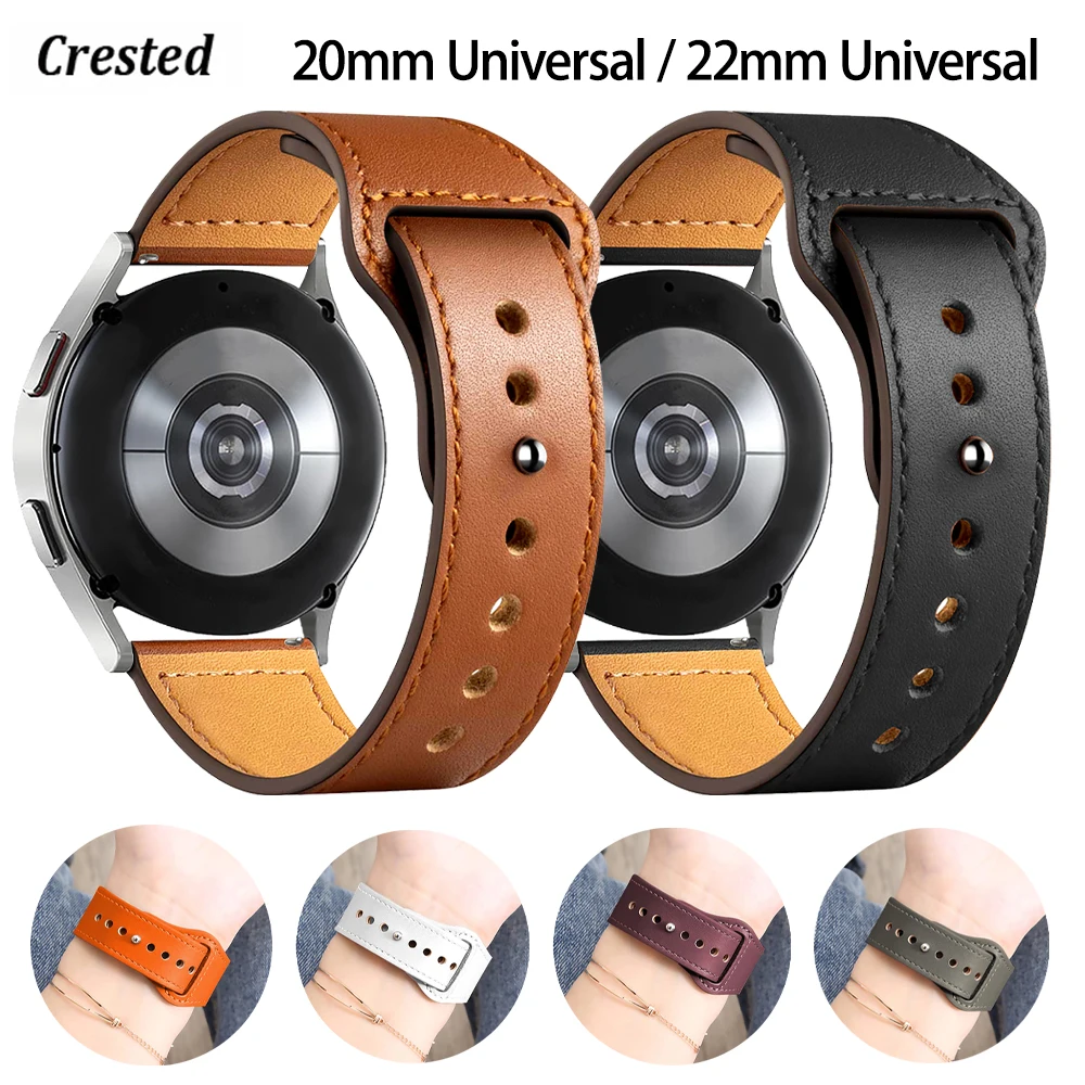

Leather Band For Samsung Galaxy watch 7 6 5 4 3/Active 2 strap Gear S3 Frontier watchband 20mm 22mm bracelet Huawei GT/2/Pro