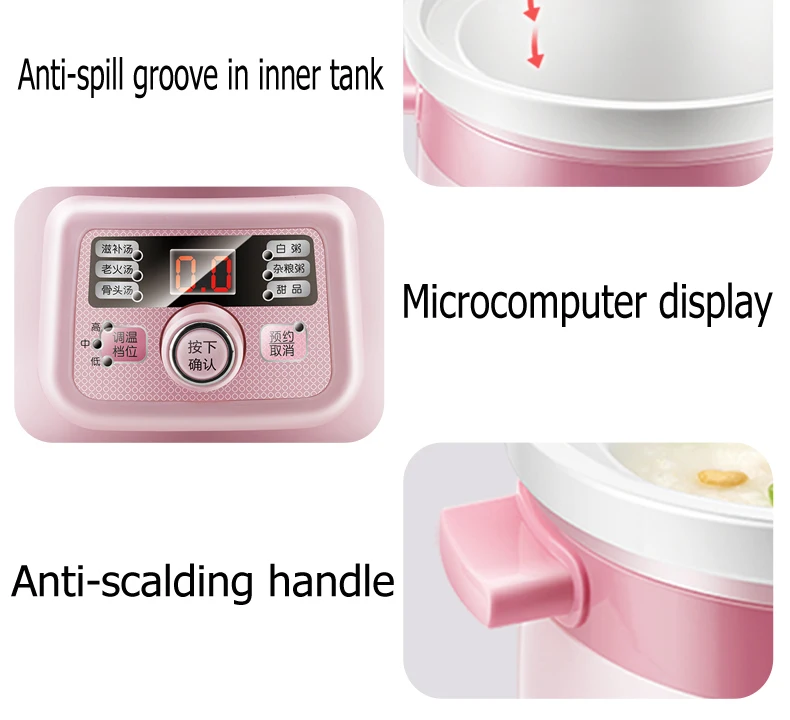 OEM Cheap Baby Slow Cooker Electric Crock Pot Stew Pot Slow Cooker With Ceramic Liner 110V 220V Automatic Health Mini Soup Maker view 4