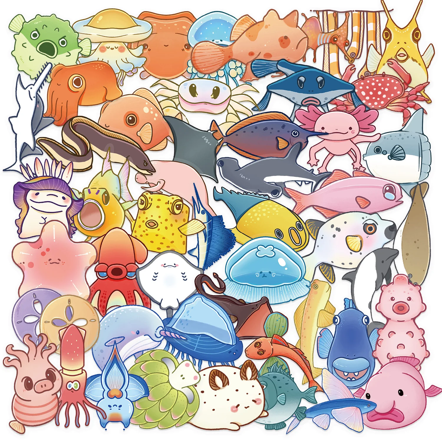 

10/50PCS INS Style Marine Animals Transparent Waterproof Stickers Decoration Notebook Mobile Guitar Suitcase Water Cup Graffiti