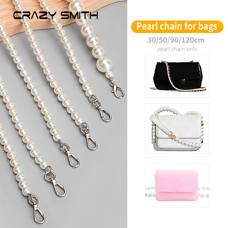 

CRAZYSMITH Pearl Chain Pearl Strap for Bags Handbag Purse Replacement Long Beaded Chain Strap Shoulder Crossbody Bag Accessory