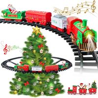 VATOS Musical Christmas Train Toy Light Up Hanging Around Christmas Tree  Decoration Train Gift Indoor Home Toys For Kids
