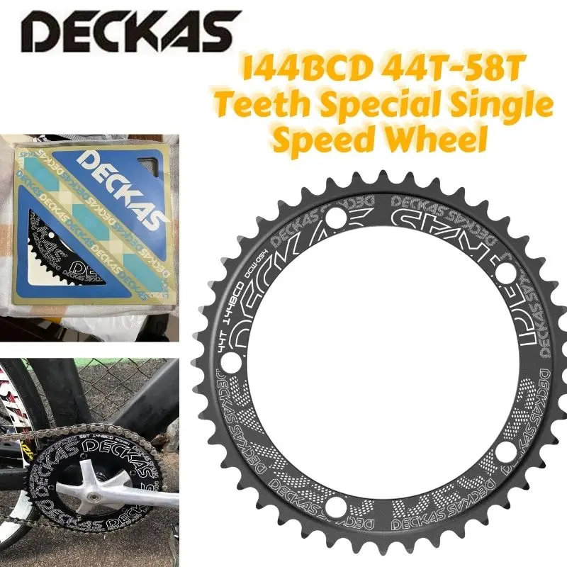 DECKAS 144BCD 44T-58T Teeth Special Single Speed Wheel Chainwheel for TMB Bike Fixed Gear Round Chainring Track Bicycle Parts