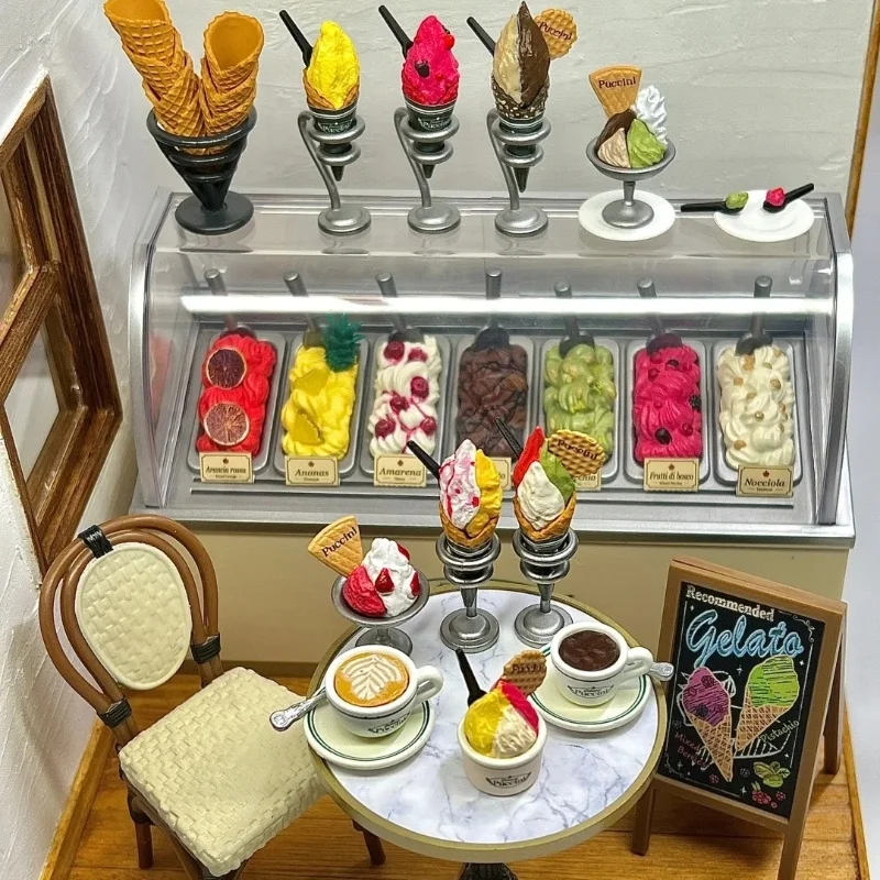Re-Ment  Ice Cream Cone Shop The Desired Old Shop Miniature Scene Simulation Fine Model Collection  Gift