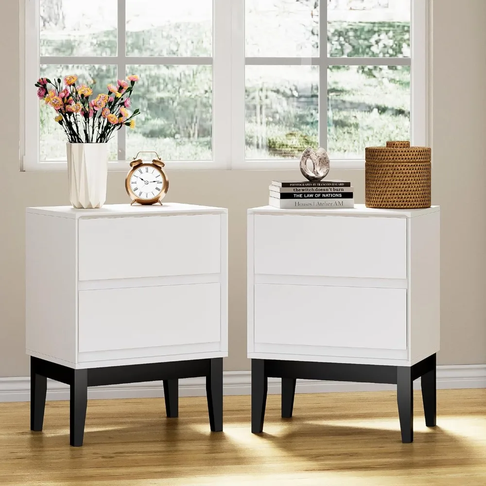 

Nightstand, Without Handles Set of 2, 2 Drawer Dresser, Nightstand