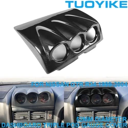 LHD RHD Car Real Carbon Fiber Dial Dashboard Triple Pod Gauge Meter Cover Trim 52mm Decoration For Nissan GTR R34 1999-2004