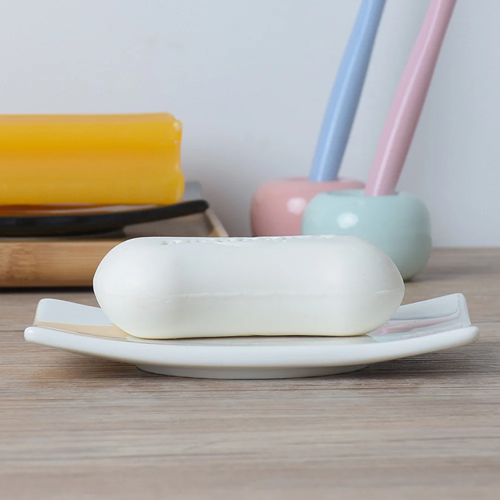 

Ceramic Soap Box Large Capacity Modern Bathroom Soap Dish with Anti-Slip Design for Home Hotel Shower Storage White