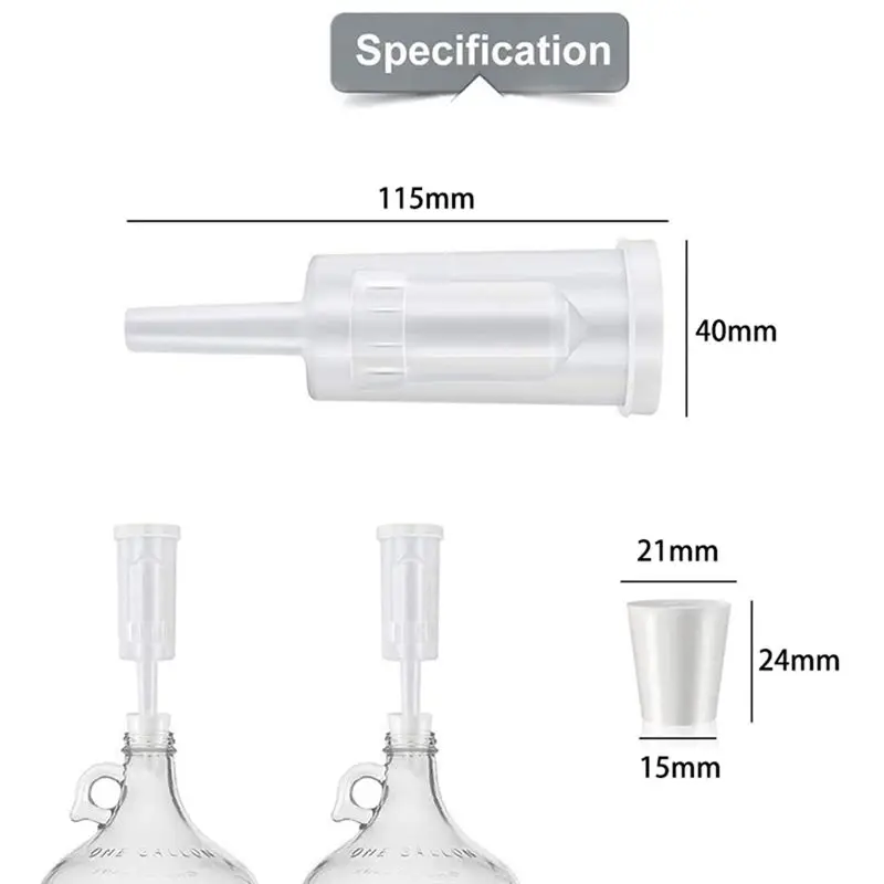 [CNIM] 10 Pack Exhaust Seal Valve with Rubber Airlock Stopper Twin Airlock for Wine Making, Beer Brewing Glass Carboy Fermenter