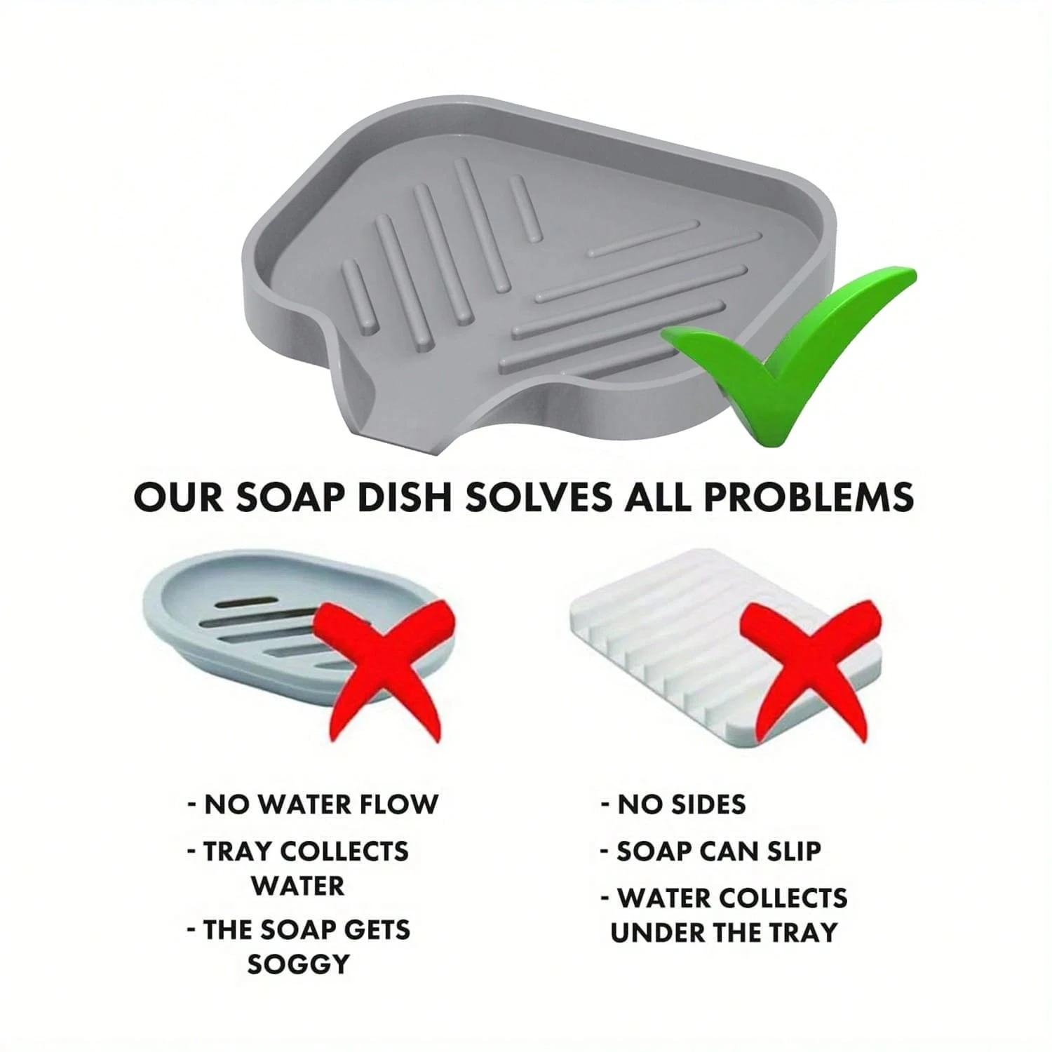 1/2Pcs Silicone Sink Storage Tray, Drain Design Sponge Soap Holder image 7