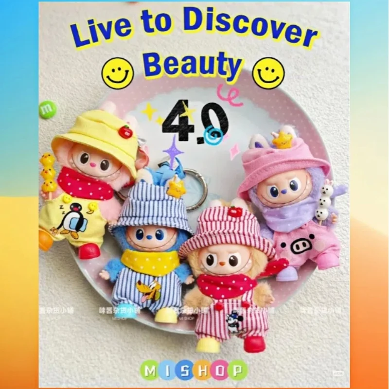 Voor Labubu 4.0 De Monsters Pin voor Overalls Kleding voor Labubu V4 Kleding Liefde Serie Pop Outfit Visser Hoed Onderdelen