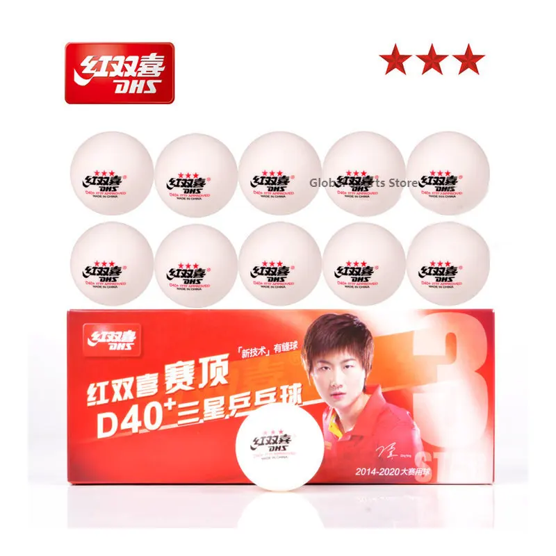 Original DHS 3 Star D40+ Table Tennis Ball 3-STAR Seamed ABS Balls Plastic Poly DHS 3 STAR Ping Pong Balls ITTF Approved